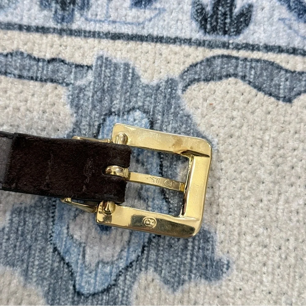 Accessories by Pearl Brown Suede Belt Gold Buckle Small